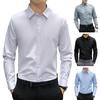 Men Formal Shirt Business Style Turn-down Collar Long Sleeves Slim Fit Single-breasted Solid Color Office Meeting Shirt