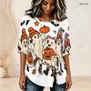 Plus Size Women Crew Neck Mid Sleeve Button Front Tie Front Lightweight Blouse