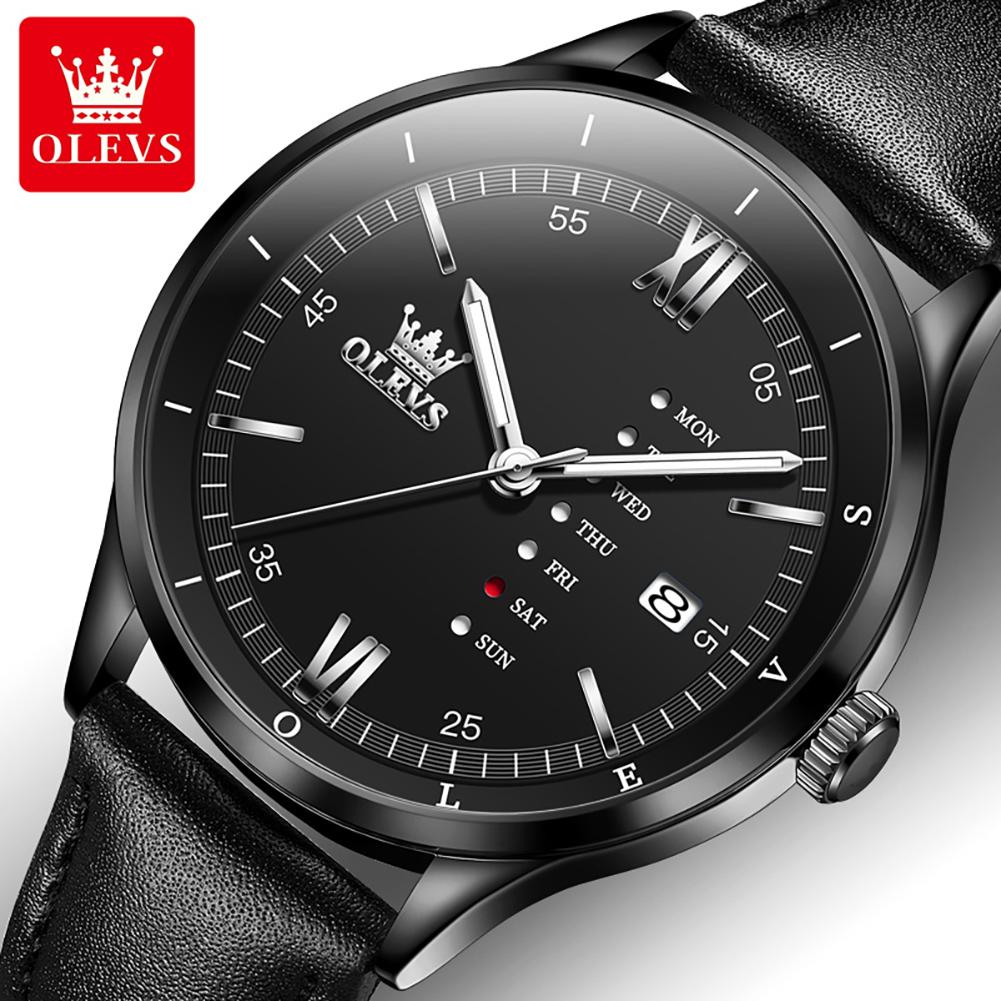 OLEVS 2931 OEM Индивидуальный логотип Роскошные Светящиеся Японский механизм Спортивный Календарь Модные Натуральная кожа Ремешок Мужские Кварцевые часы