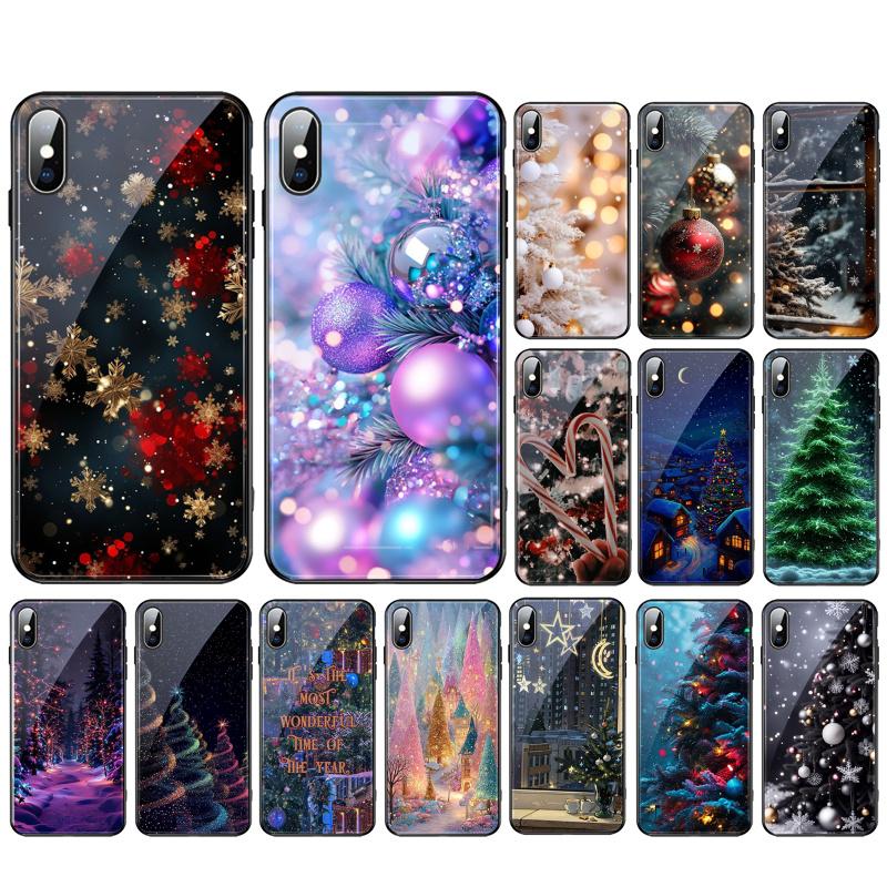Christmas Tree Ball Glass phone case For iPhone 17 Pro Max Air 17 16 15 14 13 Pro Max 15 16 Pro 15Plus Case