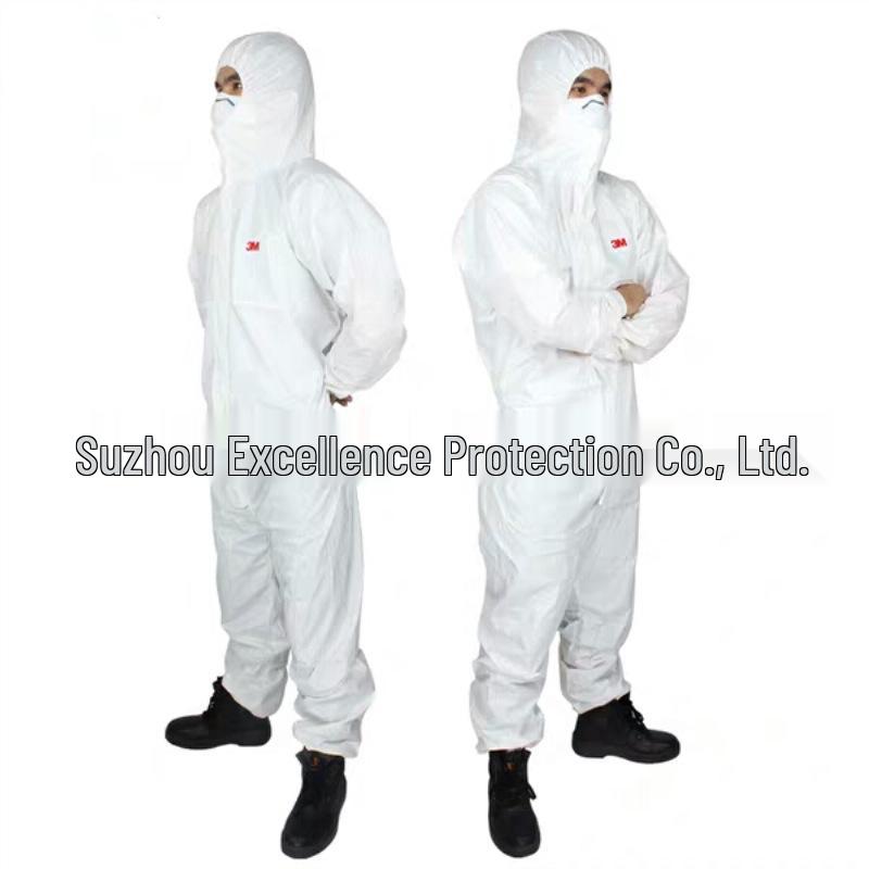 3M 4545 White Hooded Coverall: Dust & Splash Protection, Antistatic