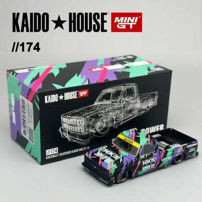 Hkmb5 Kaido House MINIGT Chevrolet Silverado KAIDO HKS V1 пикап литой автомобиль Модель 174