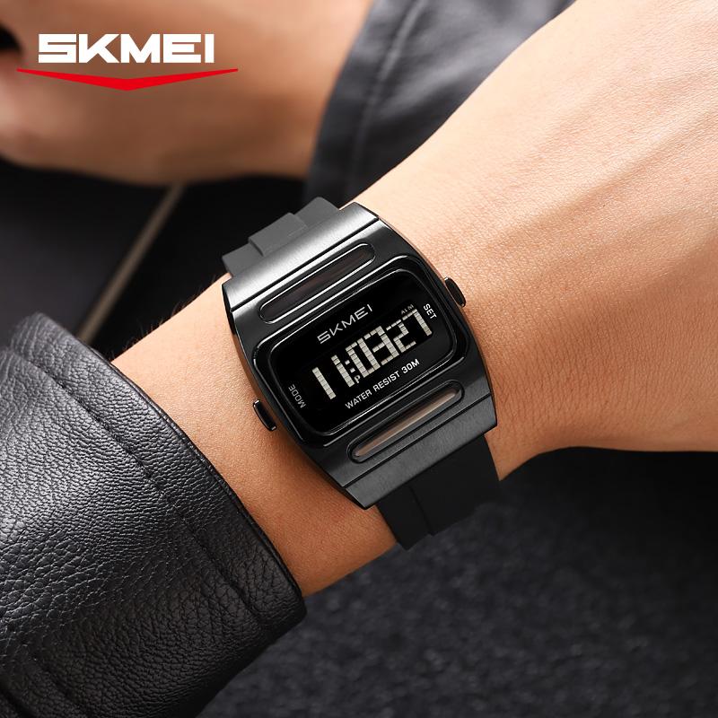 SKMEI 2563 Новые Мужские Цифровые Часы на Солнечной Батарее Силиконовый Ремешок Водонепроницаемые Многофункциональные Электронные Часы Будильник Reloj Hombre