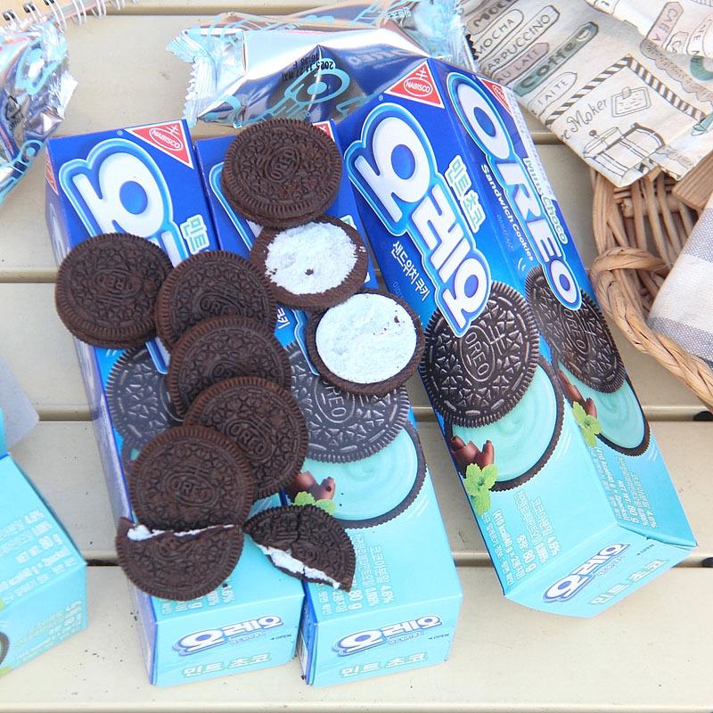 Korean OREO Mint Chocolate Cream Sandwich Cookies - Popular Snacks