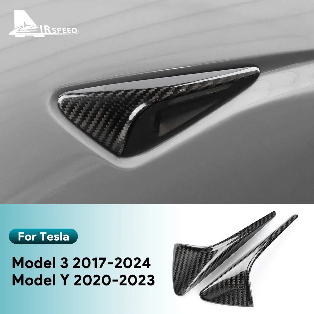 Real Hard Carbon Fiber For Tesla Model 3 Model Y 2017-2022 2023 Highland 2024 Car Side Camera Dry Carbon Cover Accessories