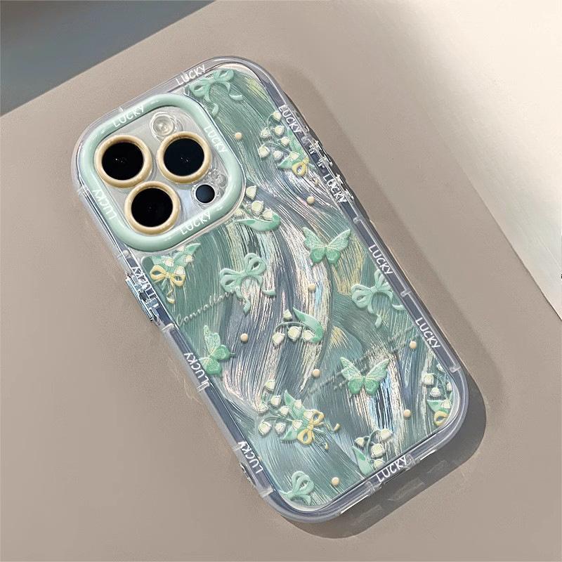 Water Rippled Butterfly Applicable To Apple 16promax Cream Feather Yarn Transparent 14 Mobile Phone Case IPhone 13 Cute 15