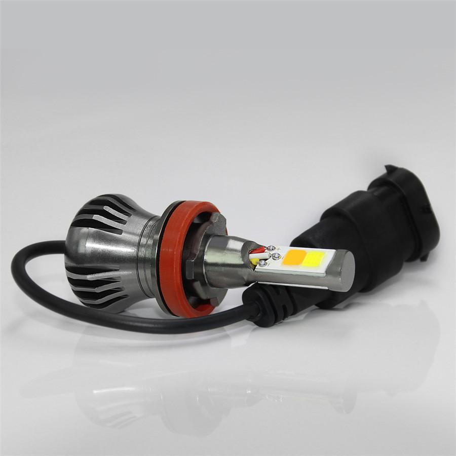 2x светодиодные лампы H8 H9 H11 белого/синего двойного цвета COB, мигающие, стробоскопические, комплект автомобильных противотуманных фар, 12 В-24 В