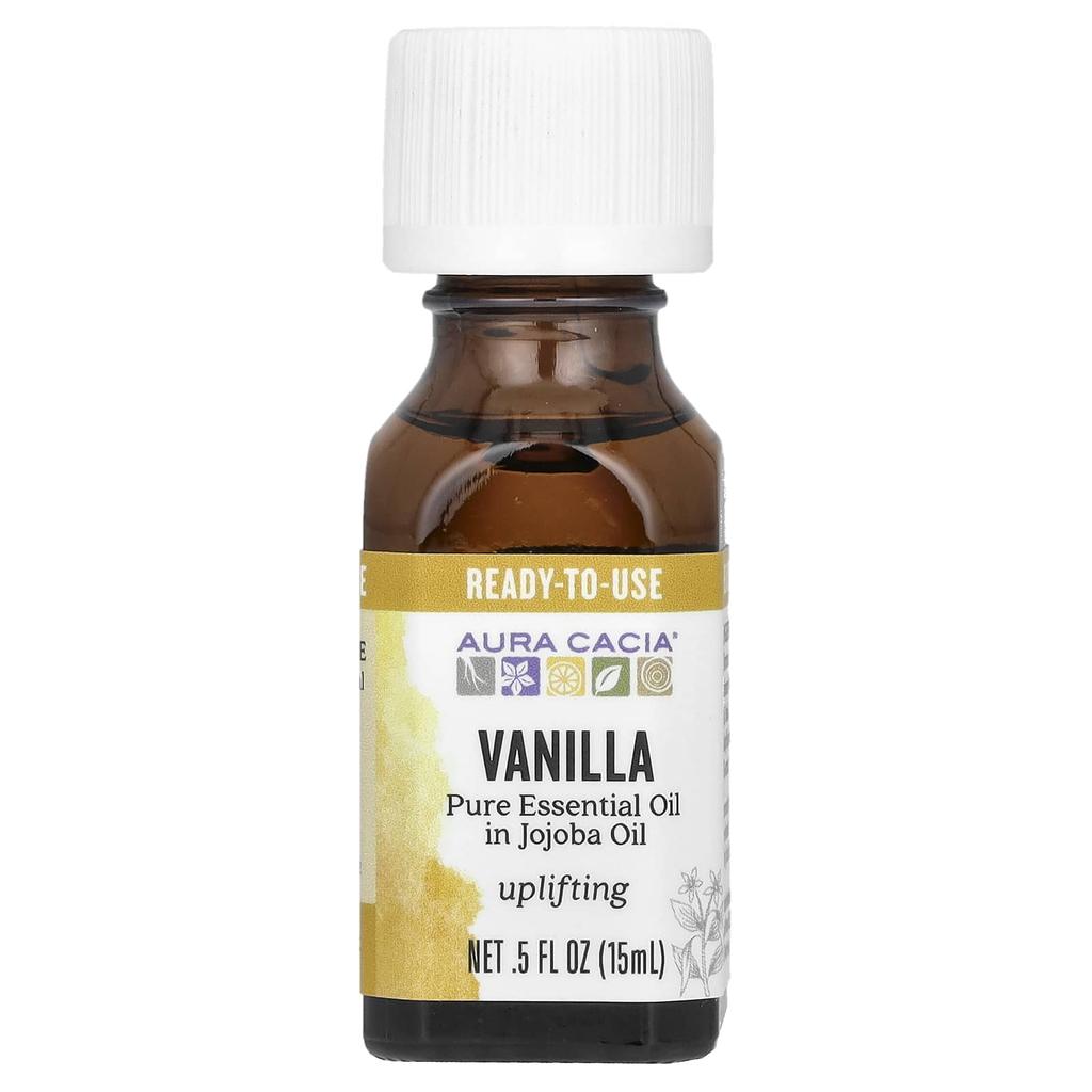 Aura Cacia Pure Essential Oil Jojoba Oil, Vanilla, 0.5 Fl Oz (15 Ml)