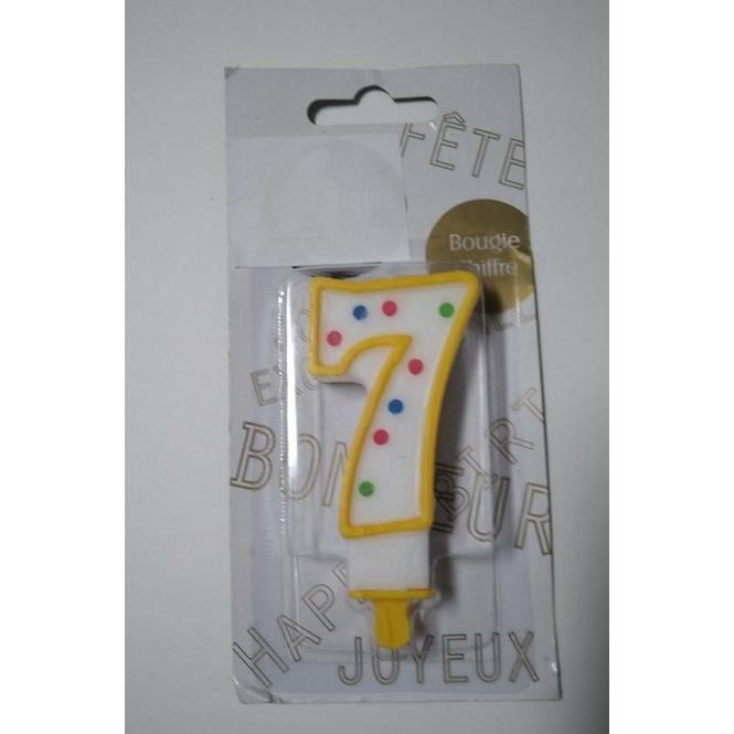 Bougie - Jaune - Chiffre 7 - 7 cm - Décoration de fête - Anniversaire