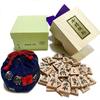 Tendo Special Carved Shogi Pieces by Featuring Genbei Broken Axe and an Original Suzukado Piece Bag Seigetsu, Kiyoyasu's