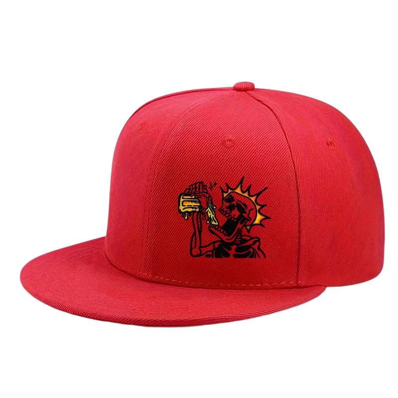 Кепка Snapback с принтом скелета, пьющего пиво, полиэстер, плоский козырек, повседневная, крутая, с графикой, бейсболка, унисекс, для взрослых