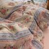 Korean Style Princess Floral Bedding Set Washed Cotton Vintage French Pastoral Flowers Lace Ruffles Duvet Cover Set Pillowcase