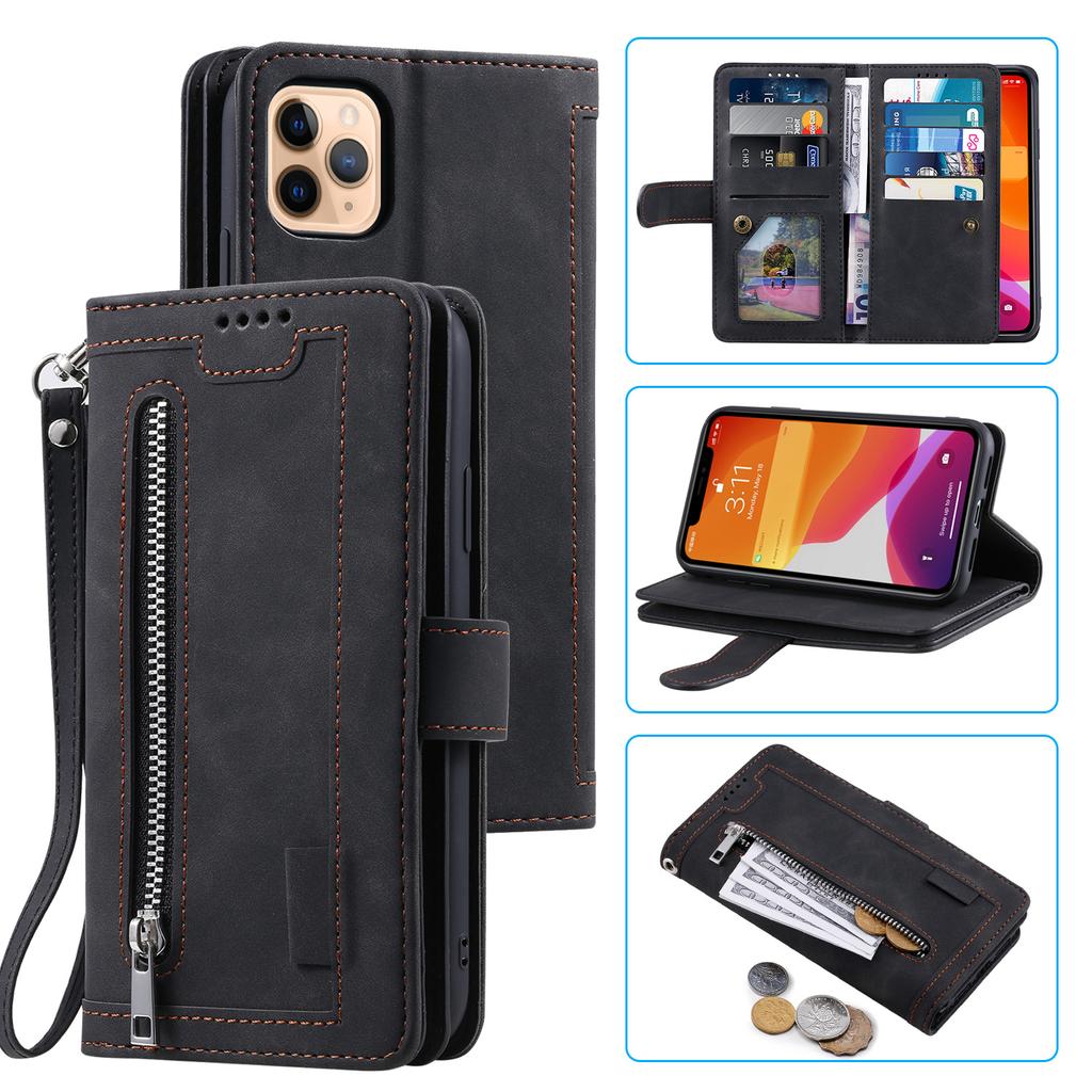 Wrist Lanyard Retro Leather Wallet Case for Xiaomi 12 Ultra 11T Pro 11 Lite 10T 10 Multi 9 Card Slot Zipper Pocket Flip Cover