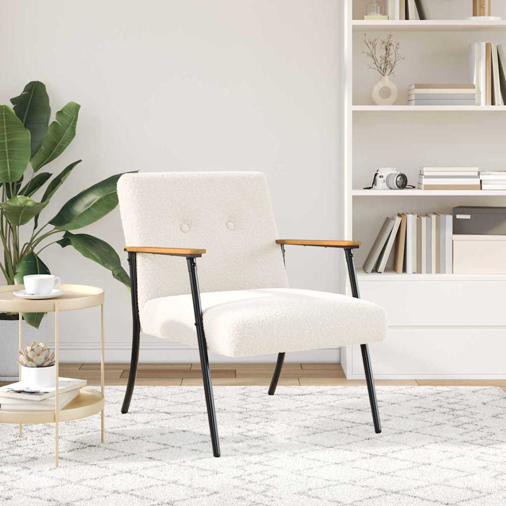 Armchair Cream Textured Wool Like Fabric