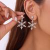 Pearl Snowflake Earrings Rhinestone Xmas Dangle Earrings Fashion Christmas Stud Earrings  Girls