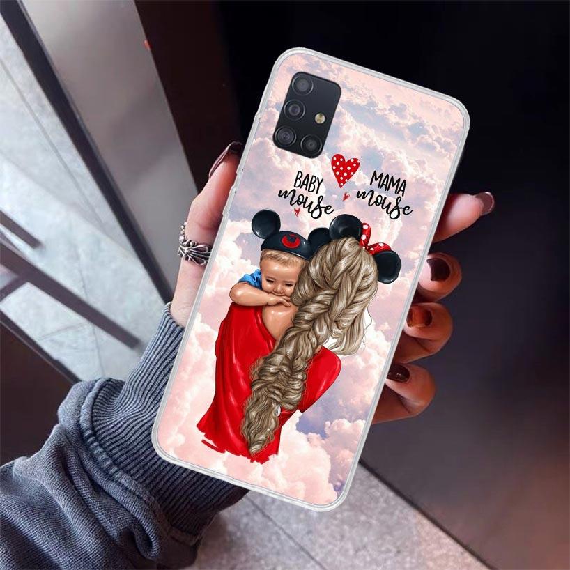 Girl Super Baby Mom Pink Phone Case For Samsung Galaxy A12 A52S A42 A32 A22 A51 A50 Note 20 Ultra 10 S10 Plus A71 A70 A31 A30 A1