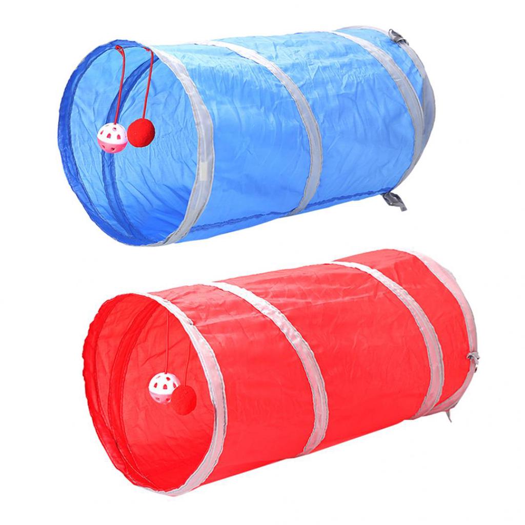 Pet Cat Kitten Tunnel Tube Toy Hide Playing Foldable House Hanging Ball Bell