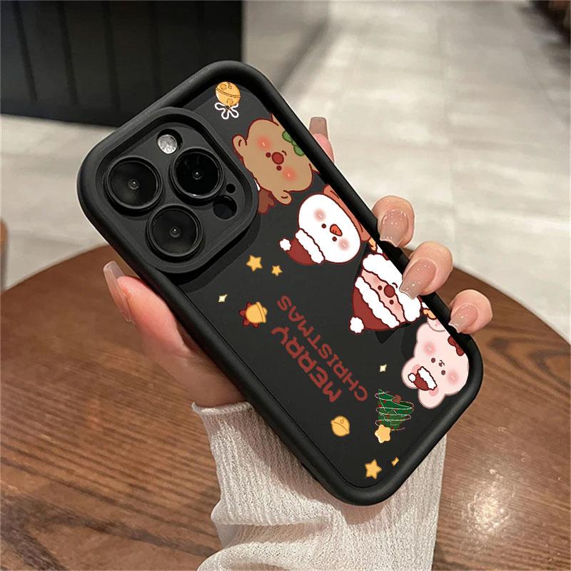 Чехол Для iPhone 15 13 17 16 Чехол Рождественский Снеговик Олень Милый Для IPhone 17Air 11 13 12 16 Pro Max 14 Plus Ударопрочный Чехол для Телефона