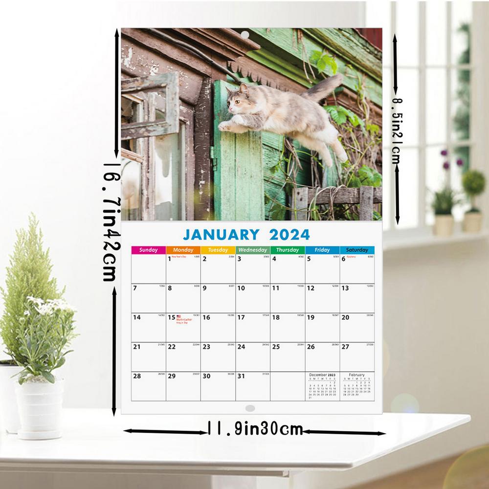 Собака Кошка Капибара Настенный Календарь 2024 Забавный Настенный Календарь с Животными Милый Забавный Подарочный Календарь с Животными Настенный Календарь