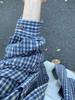 Women's Blue Plaid Striped Long Sleeve Casual Shirt Jacket - Spring/Autumn Lazy Style 2025