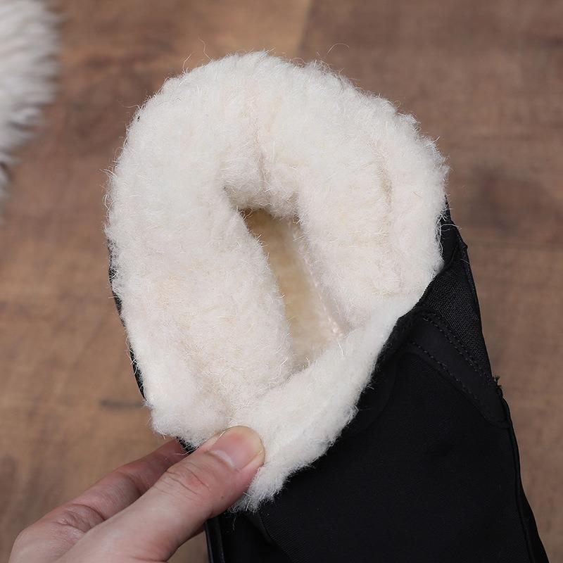 Men's Genuine Sheepskin Winter Boots Beijing Style, Slip-Resistant Wide Width Available, Plush Lined Warm Slippers for Elderly Men
