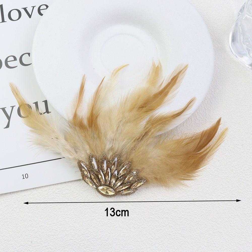 Gothic Style Rhinestone Feather Brooch Handmade Shoulder Strap Boutonnieres Flowers Dance Costume