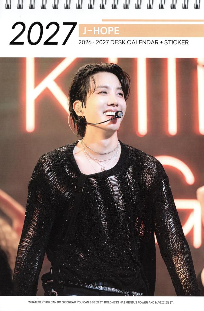 Фото настольный календарь J-HOPE 2026–2027 (24,5 × 15,0 см, 26 страниц) + Набор из 12 наклеек