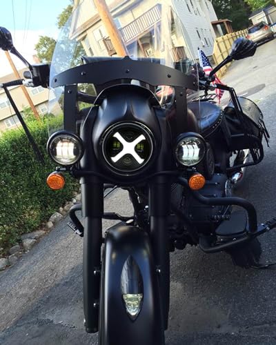 HENGTUAOTO 7" Светодиодная фара мотоцикла X-стиля с белыми/синими ДХО для Street Glide, Softail Heritage, Road King, Electra Glide