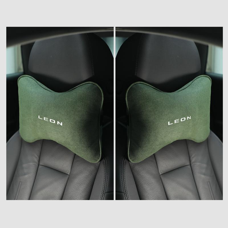 cydf10 Suede Headrest Car Breathable Memory Foam Neck Pillow For Seat Leon Ibiza Ateca Arona Toledo Altea Alhambra Interior Accessories