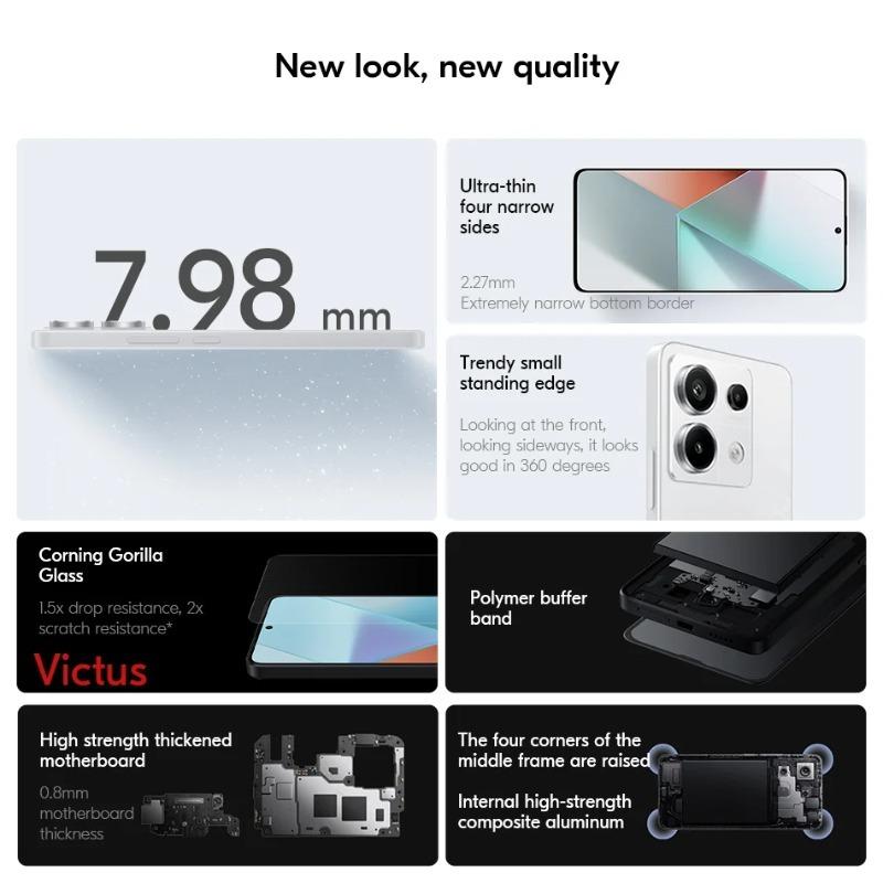 Xiaomi Мобильный телефон Redmi Note 13 Pro 5G Глобальная версия 6,67" дисплей 120 Гц 200 МП тройная камера аккумулятор 5100 мАч быстрая зарядка 67 Вт