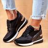 Stylish Geometric Wedge Comfortable Casual Walking Women's Shoes Spring/Autumn New Lace-up Vulcanized Shoes Chaussure Femme