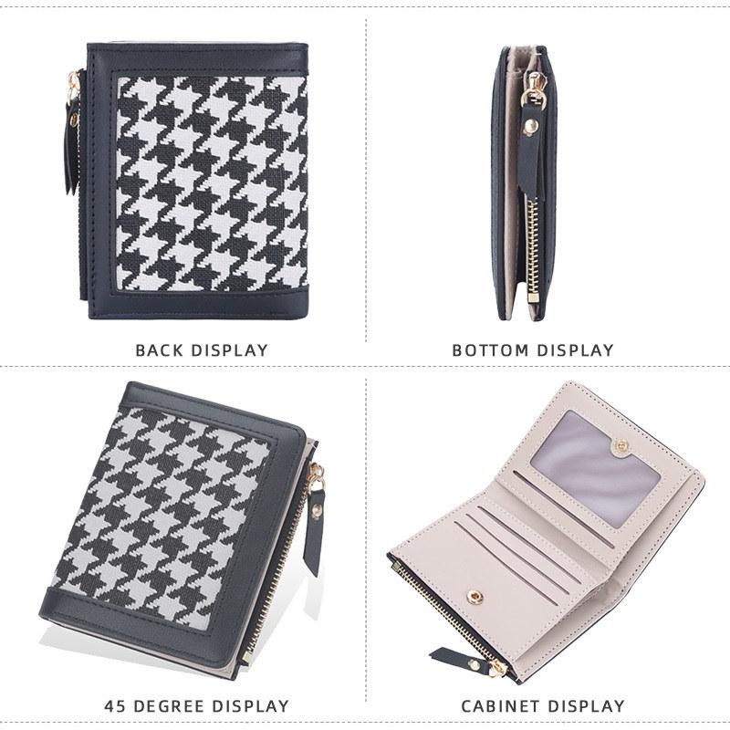 Baellerry Women Fashion Short Wallets Classic Design Bifold Wallet Zipper Hasp Card Holder Coin Purse