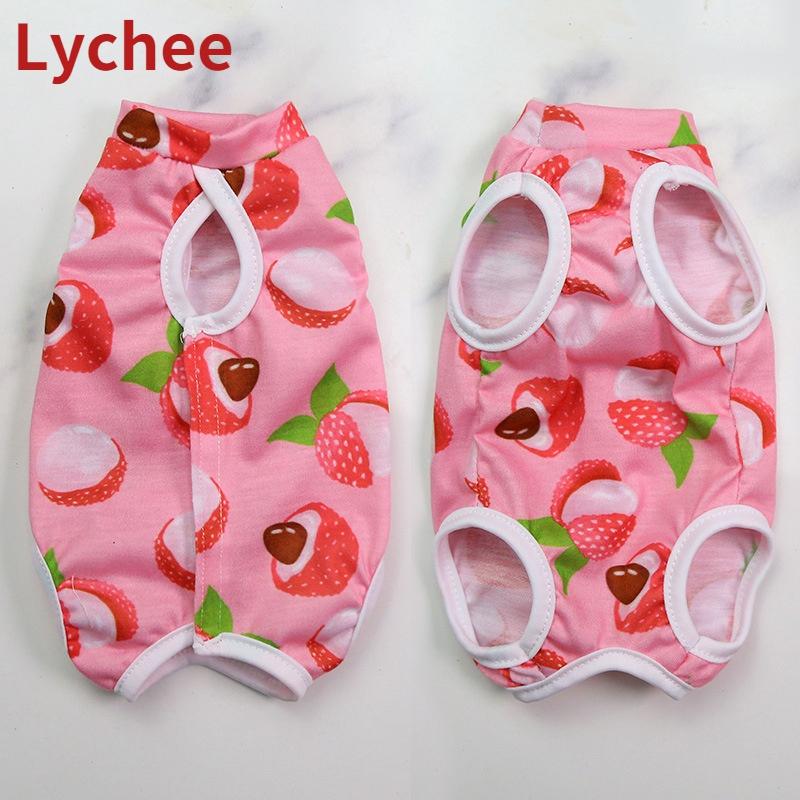 Одежда для стерилизации при отлучении кошек от груди, эластичная одежда для ухода за послеоперационным периодом, одежда с фруктовым принтом, одежда для домашних животных, жилет с защитой от лизания