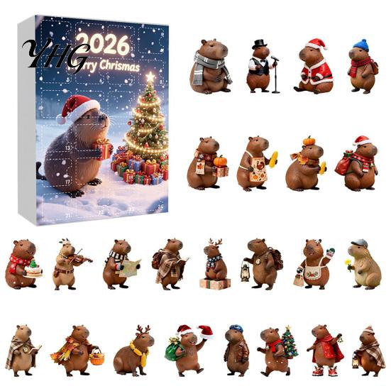 Holiday Countdown Gift Box Advent Calendar with 24 Animal Hanging Decors, Day Decors for Christmas Thanksgiving, Acrylic Ornament Pendants