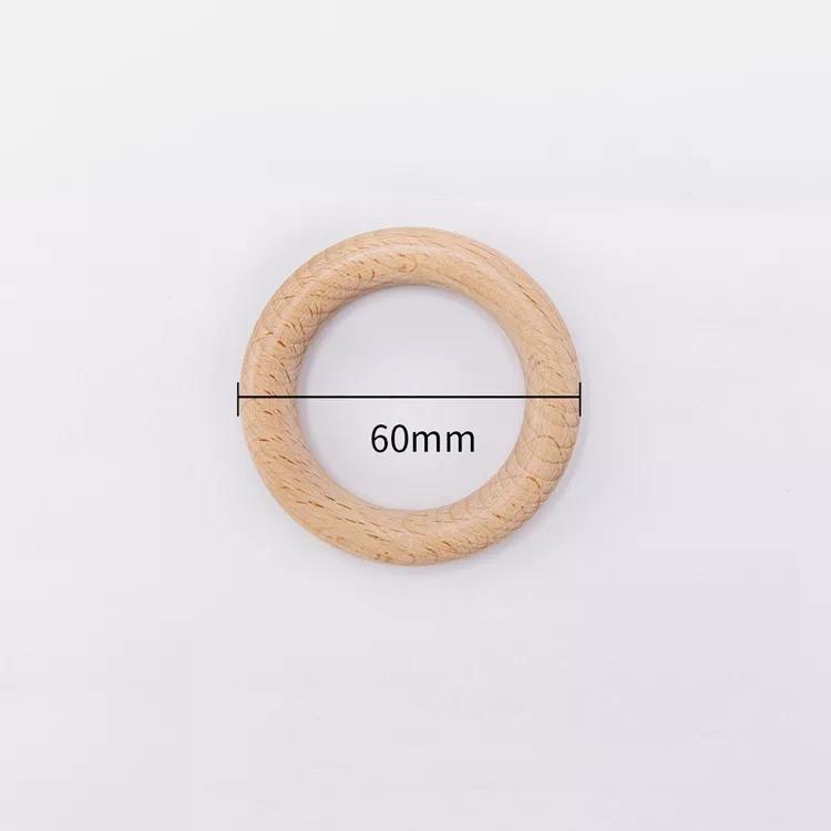 PMZ0046 Customizable 25mm/30mm/40mm/50mm/60mm/65mm/70mm/80mm DIY Natural Beech Wood Soft Unisex Teethers Bracelets Rings Babies