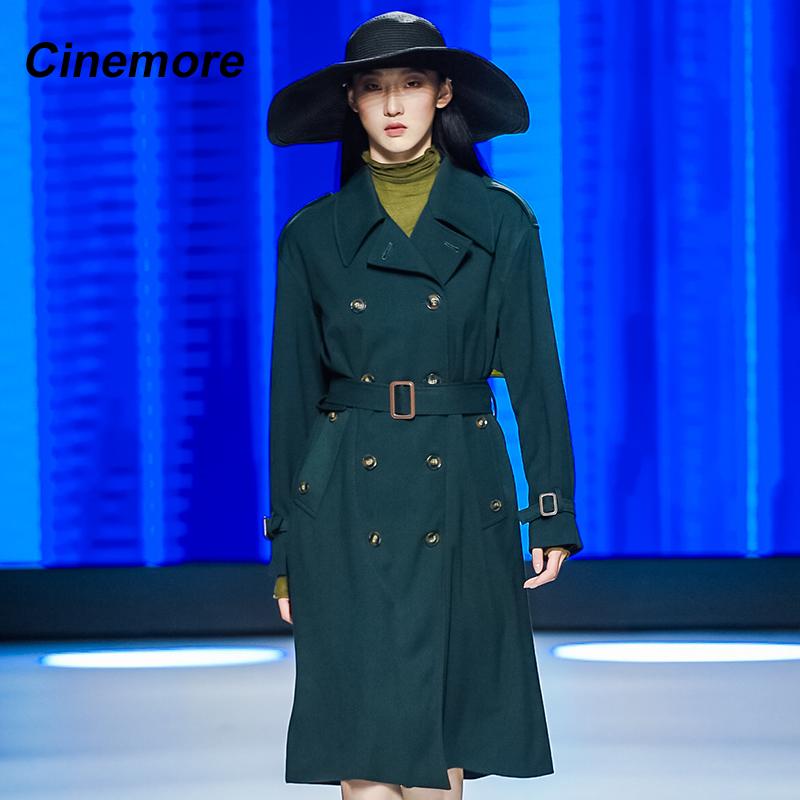 Cinemore 2022 весна осень женский плащ повседневная верхняя одежда с поясом модная двубортная ветровка Femme куртка топы c