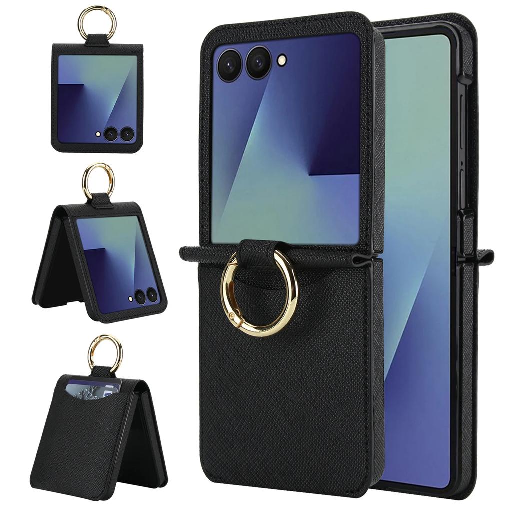 Простой Модный Кожаный Кошелек Слот для Карт Чехол для Телефона Для Samsung Galaxy Z Flip 7 FE 6 5 4 с Держателем-Кольцом Противоударный Чехол