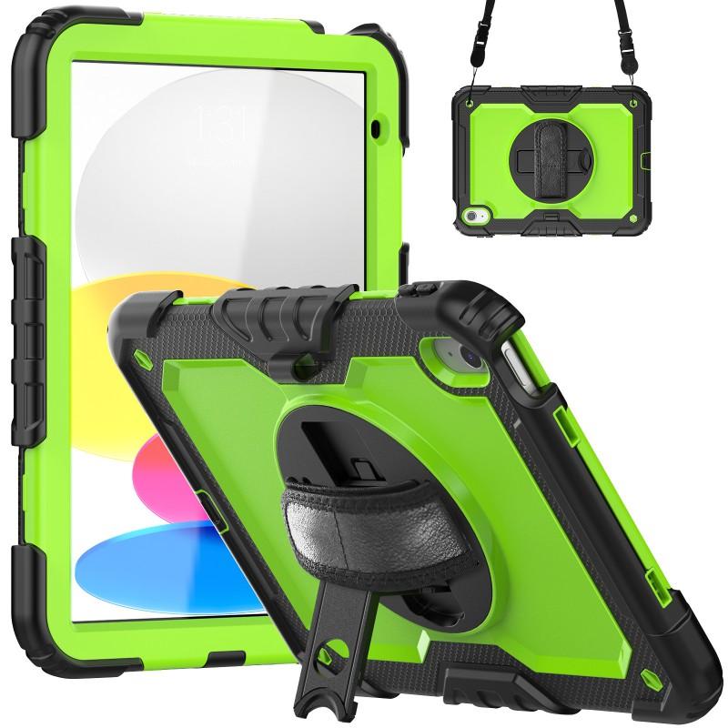 Silicone Full Cover Rotating Strap Case IPad 10th Gen 10.9 Inch Air 4/5 10.2 Color Block Design With Cushion