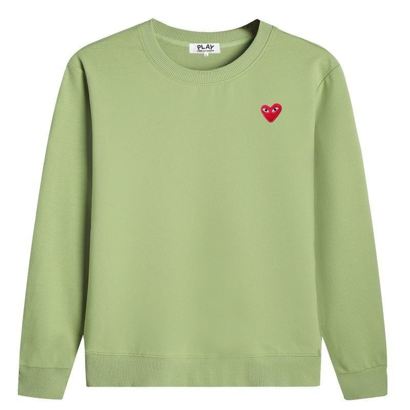 Unisex Cotton Long Sleeve Crewneck Sweatshirt With Embroidered Heart Design Casual Oversized Fit
