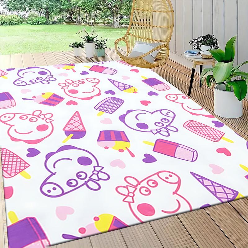 1Pc Peppa Pig Ice Cream Party Carpet Rug Customizable Soft Washable Antislip Home Living Room Sofa Mats Personalized Rug 0917106