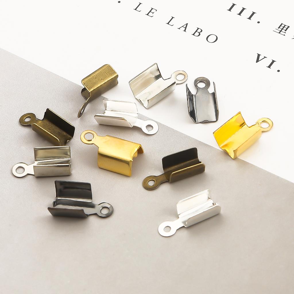 200pcs/lot Stainless Steel Round Cord Crimp Bead Never Fade Gold Steel End Cap Fastener Connector Fit DIY Leather Jewelry Making