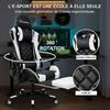 FOXSPORT Chaise Gaming, Siège De Bureau Réglable, Fauteuil Gaming Avec Repose-Pieds télescopique,Inclinable 90 °-180 °-Blanc
