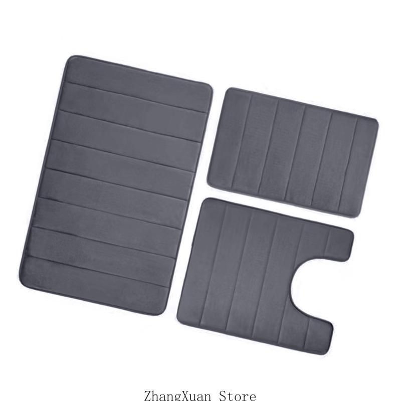 Мягкий Впитывающий Набор Ковриков для Ванной Комнаты Нескользящие Моющиеся Коврики для Туалета Фланелевые Коврики для Дома Спортзала и Салона