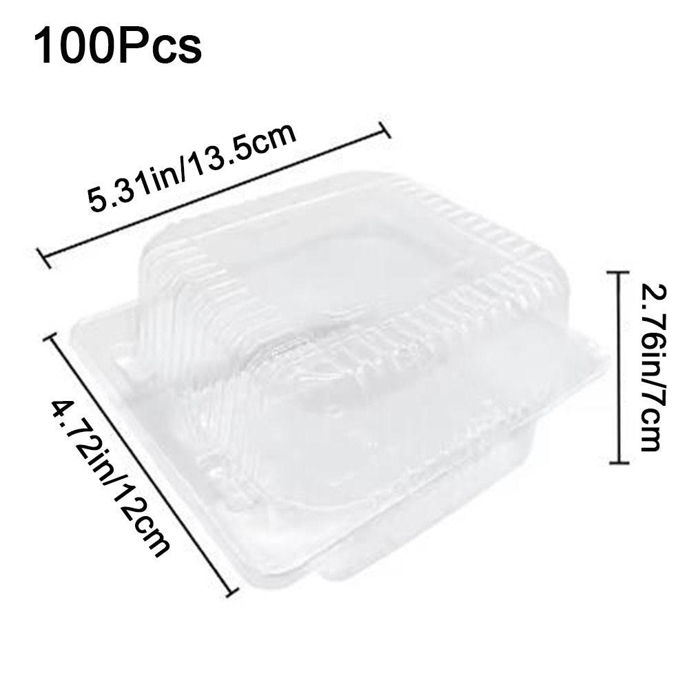100Pcs Square Disposable Plastic Boxes Plastic Cake Slice Boxes Party Supplies