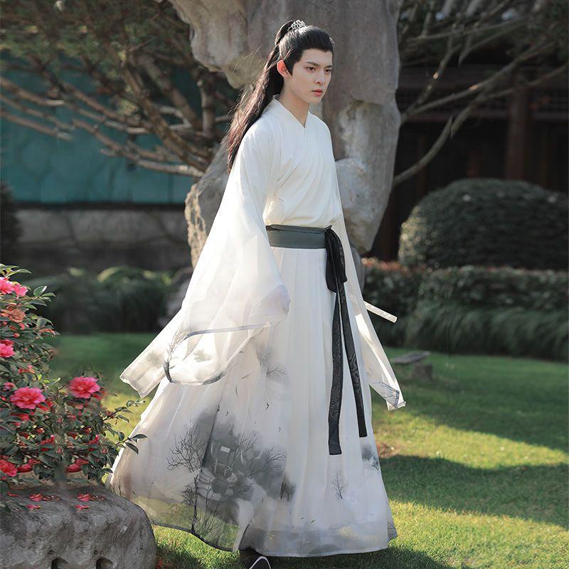 Hanfu Chinese Wei-Jin Style Couples Hanfu Suit Printed Hanfu