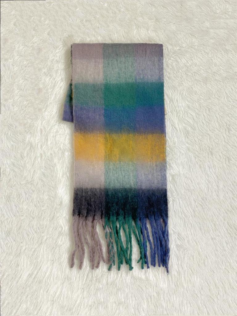 Rainbow Scarf: Women's Colorful Plaid Winter Shawl - Trendy, Warm, and Versatile for Students and Couples