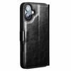 QIALINO For iPhone 16 Case TPU+Genuine Cow Leather Wallet Phone Cover