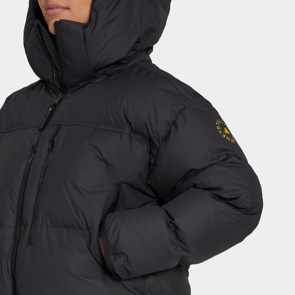 Adidas Stella McCartney Short Puffer Coat With Hood Women Outerwear Black HI6077