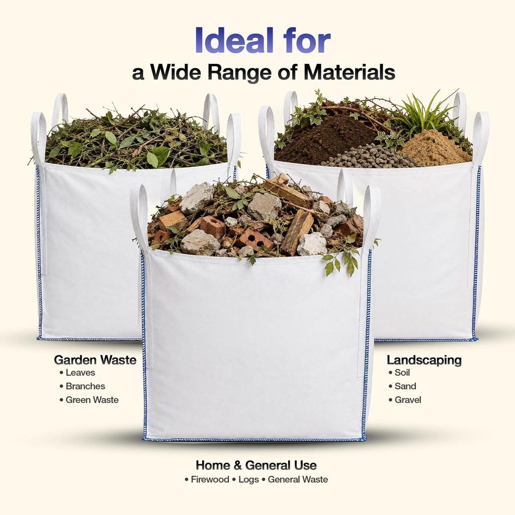 One Ton Bags – Jumbo Bulk Bags, Heavy Duty Tonne Bags for Waste, Rubble & Storage