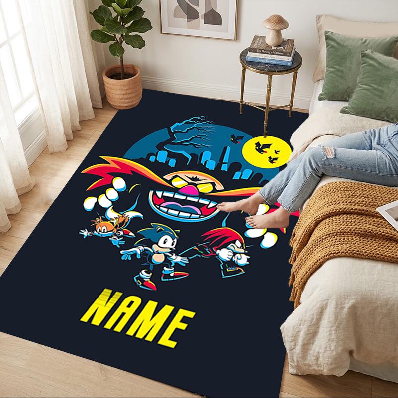 Personalized Name Sonic Adventure Living Room Non-Slip Area Rug Soft Carpet for Bedroom Playroom Sofa Office Home Decor Doormat